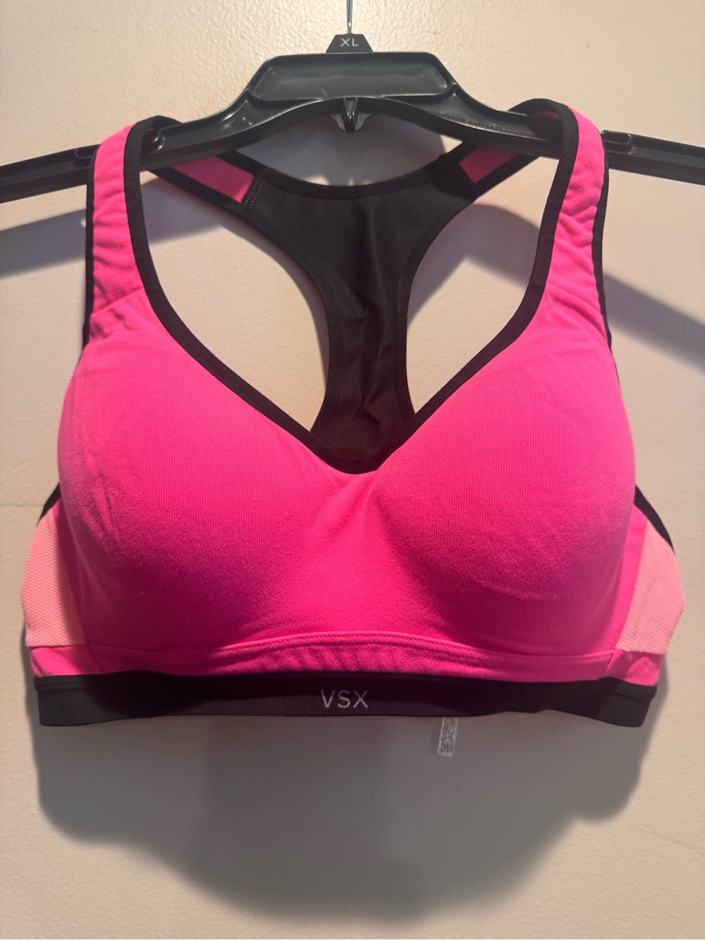 Victoria's Secret Bright Pink and Black Racerback Sports Bra